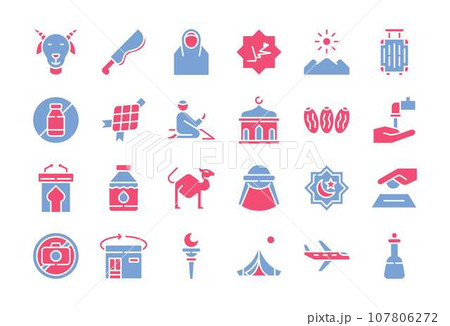 Eid Al Adha flat two color icons set. The collection includes web design, application design, UI design, during Eid Al Adha, Eid al Fitr, and others. Eid Al Adha flat two color icons set. The collection includes web design, application design, UI design, during Eid Al Adha, Eid al Fitr, and others. 107806272