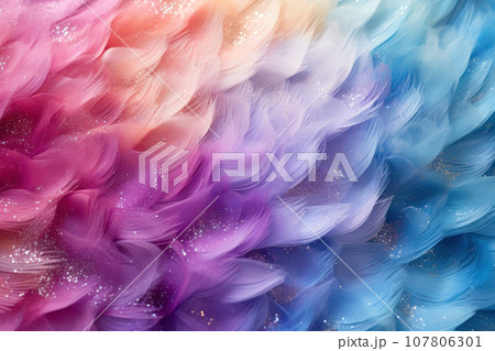 Colorful feather texture background, unicorn color for children party 107806301