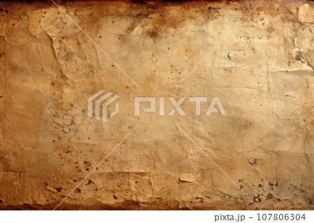 Old worn paper, vintage grungy parchment with burnt torn edges 107806304