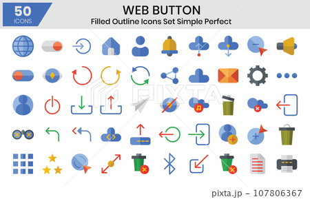 Web button flat icons set, miscellaneous collection. 107806367