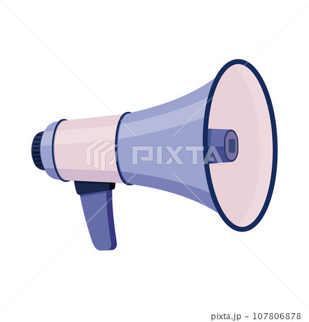 Electronic megaphone, loud-speaking device, bullhorn. Flat cartoon style vector colorful illustration isolated on white background. 107806878