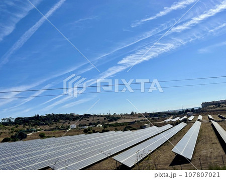 Sun power field at the Algarve Portugal, solar panels in the field. Sun power field at the Algarve Portugal, solar panels in the field. 107807021