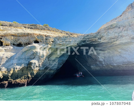 Beautiful view of Benagil Cave in Carvoeiro Algarve Portugal 107807048
