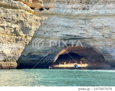 Beautiful view of Benagil Cave in Carvoeiro Algarve Portugal Beautiful view of Benagil Cave in Carvoeiro Algarve Portugal 107807076