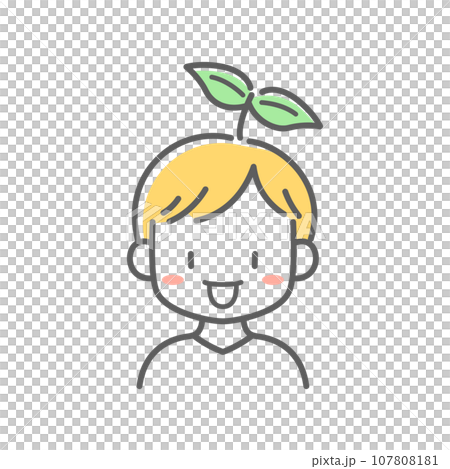 Cute boy with young leaves 107808181