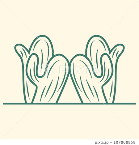 Cactus Logo, Simple Line Cactus Design, Green Plant Vector, Icon, Symbol, Illustration 107808959