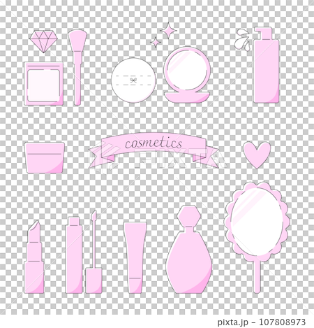 Illustration of cute cosmetic set Illustration of cute cosmetic set 107808973