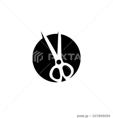 Scissors Logo, Cutting Tools Vector, Barbershop Razor Scissors Simple Design, Illustration Template Icon 107809094