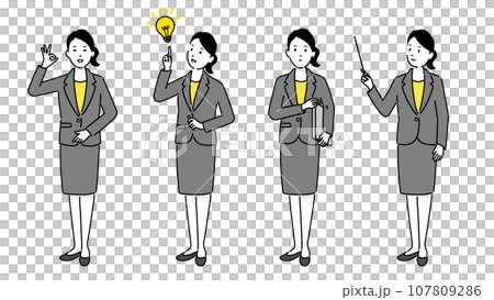 Illustration set of smiling business women in suits, vector Illustration set of smiling business women in suits, vector 107809286