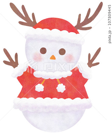 トナカイ風のかわいい雪だるまのイラスト クリスマスイメージ の