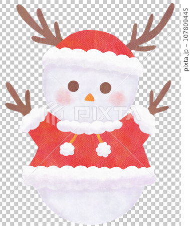 トナカイ風のかわいい雪だるまのイラスト クリスマスイメージ の