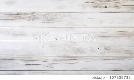 Minimalist White Wooden Background, Top View of Clean, Vintage Design - Perfect Space for Creative Photography, Rustic Decor, or Retro Mockups, Ai generative 107809733