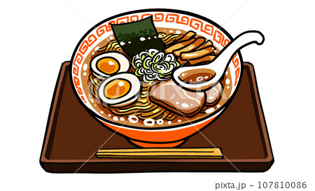 お盆に乗ったラーメン お盆に乗ったラーメン 107810086