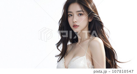 ロングヘアの女性のポートレート（AI生成画像） 107810547