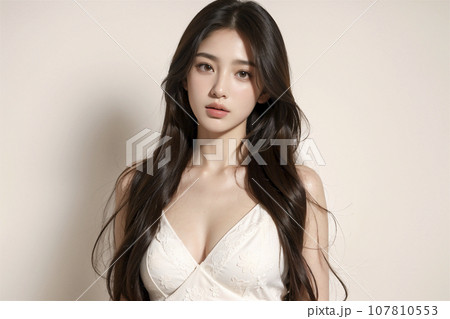 ロングヘアの女性のポートレート（AI生成画像） 107810553