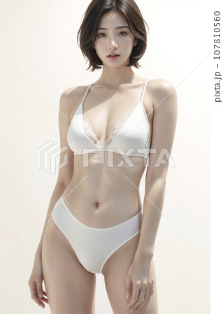 Japanese woman in underwear AI image - Stock Illustration [103825896] -  PIXTA