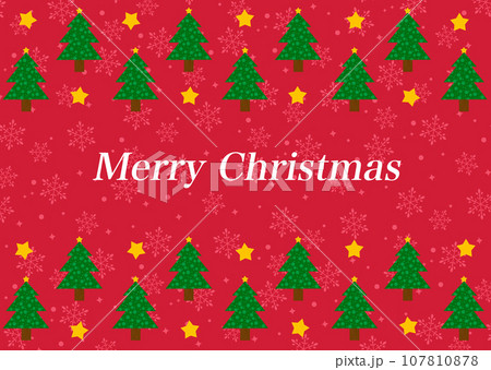 クリスマスカード　クリスマスツリーと雪の結晶 107810878