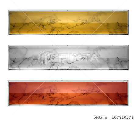 大理石模様のバナー　銀の縁　3色セット 107810972
