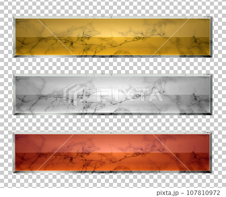大理石模様のバナー　銀の縁　3色セット 107810972