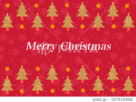 クリスマスカード　クリスマスツリーと雪の結晶 107810986