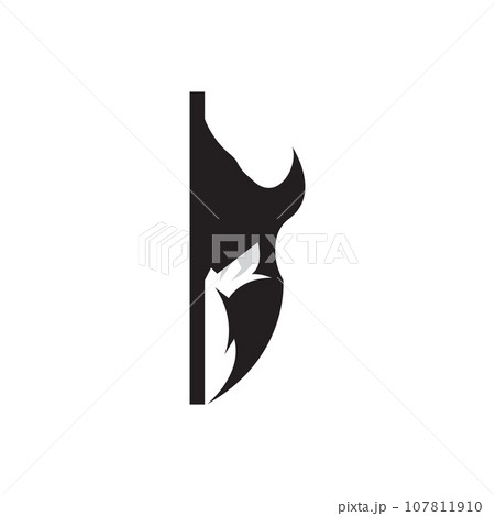 Spartan Logo Design, Vector VIking Guardian Fighter, Simple Greek Warrior Helmet 107811910