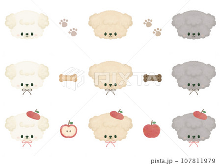 ふんわりかわいいマルプーのセット①のイラスト素材 [107811979] - PIXTA