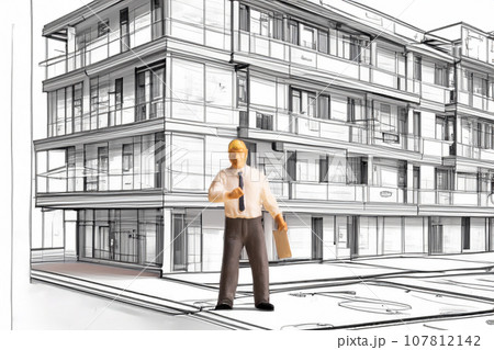 建築パースと建築家 AI生成画像 建築パースと建築家 AI生成画像 107812142
