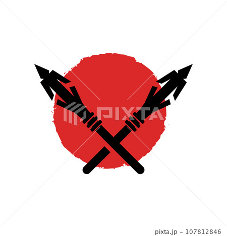 Arrowhead Spear Logo, Arrow Hunting Hipster Weapon Design, Vector Illustration Template 107812846