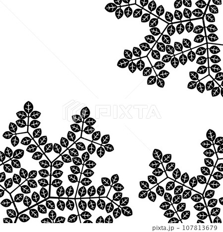 木の葉と枝のシルエットイラスト 107813679