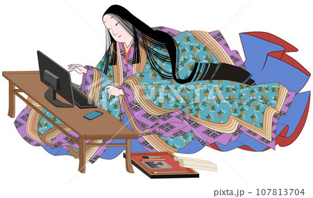 パソコンを扱う紫式部 パソコンを扱う紫式部 107813704