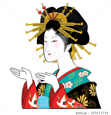 浮世絵美人-受け流す 107813734