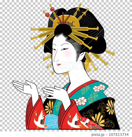 浮世絵美人-受け流す 107813734