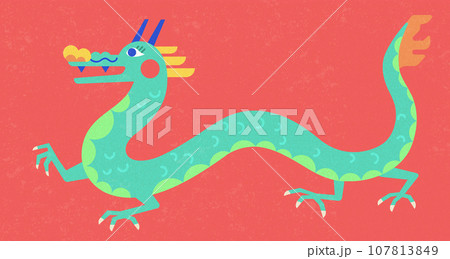 Cute flat style dragon element Cute flat style dragon element 107813849