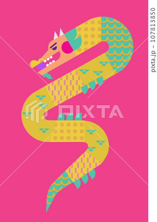 Colorful cartoon dragon element Colorful cartoon dragon element 107813850