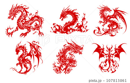 【年賀状】辰年(ドラゴン)イラスト素材 赤(AI生成画像) 【年賀状】辰年(ドラゴン)イラスト素材 赤(AI生成画像) 107813861