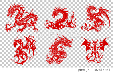 【年賀状】辰年(ドラゴン)イラスト素材 赤(AI生成画像) 【年賀状】辰年(ドラゴン)イラスト素材 赤(AI生成画像) 107813861