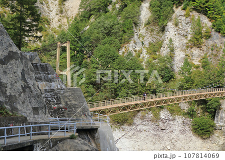 黒部湖畔遊歩道　カンパ谷のつり橋 107814069