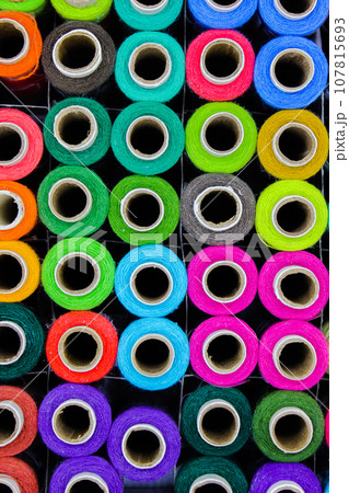 A picture of thread rolls with selective focus 107815693