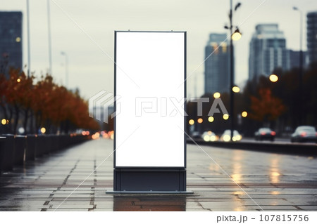 Outdoor ad mockup, fully blurred background. Generative AI 107815756