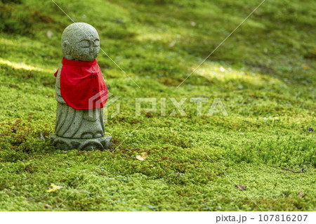 寂光院の苔庭にたたずむ地蔵(京都府京都市左京区大原) 寂光院の苔庭にたたずむ地蔵(京都府京都市左京区大原) 107816207