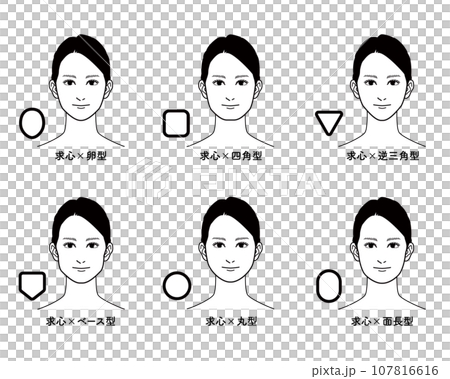顔型タイプ別 求心顔 顔型タイプ別 求心顔 107816616