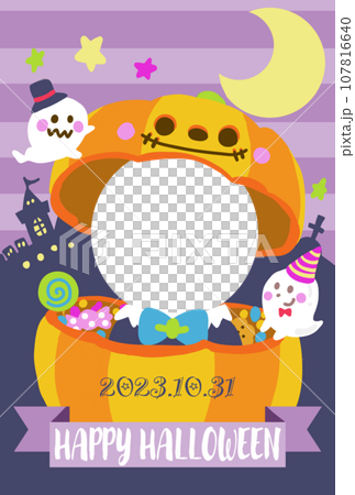 顔ハメ　ハロウィンカボチャ　ポストカード 107816640