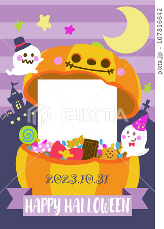 写真の入るハロウィンカボチャボックス 107816642