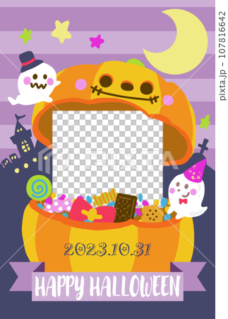 写真の入るハロウィンカボチャボックス 107816642