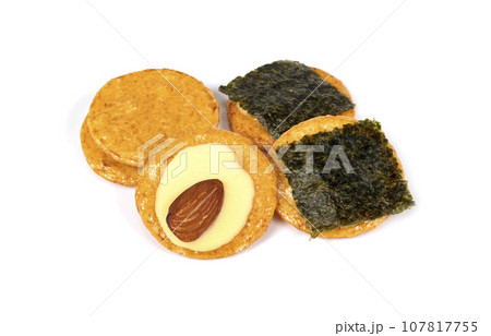 japanese rice crackers isolated on white background 107817755