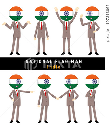 インドの国旗を擬人化したキャラクターセット 107818063