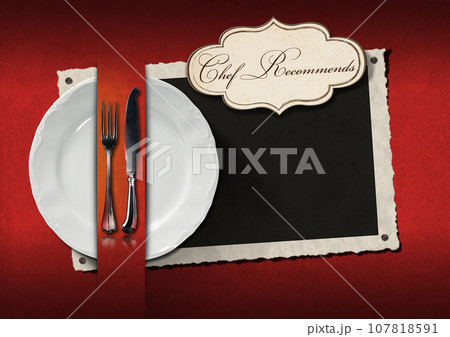 Template for a Restaurant Menu with Text Chef Recommends 107818591