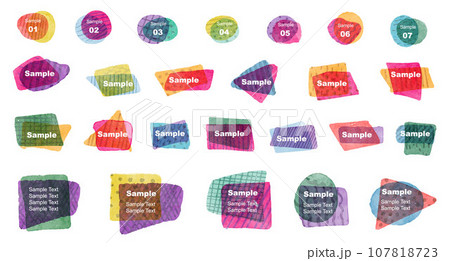 水彩 タイトル テキスト 吹き出し フレーム 107818723