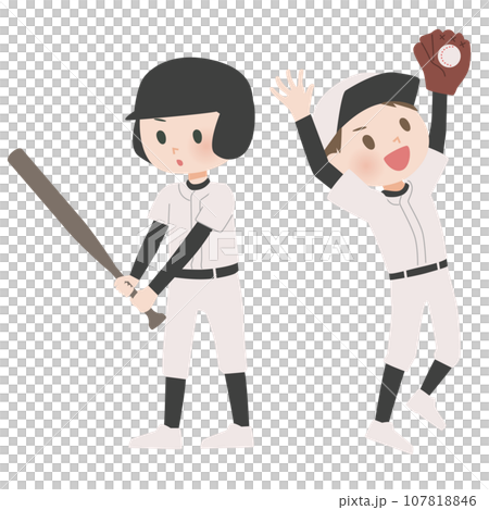 野球をする男の子のイラストセット 107818846