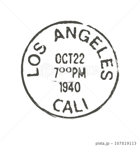 Los Angeles postage and postal stamp. Postcard US California town ink stamp, post departure country or United States region retro vector mark or postal envelope Los Angeles city imprint Los Angeles postage and postal stamp. Postcard US California town ink stamp, post departure country or United States region retro vector mark or postal envelope Los Angeles city imprint 107819113
